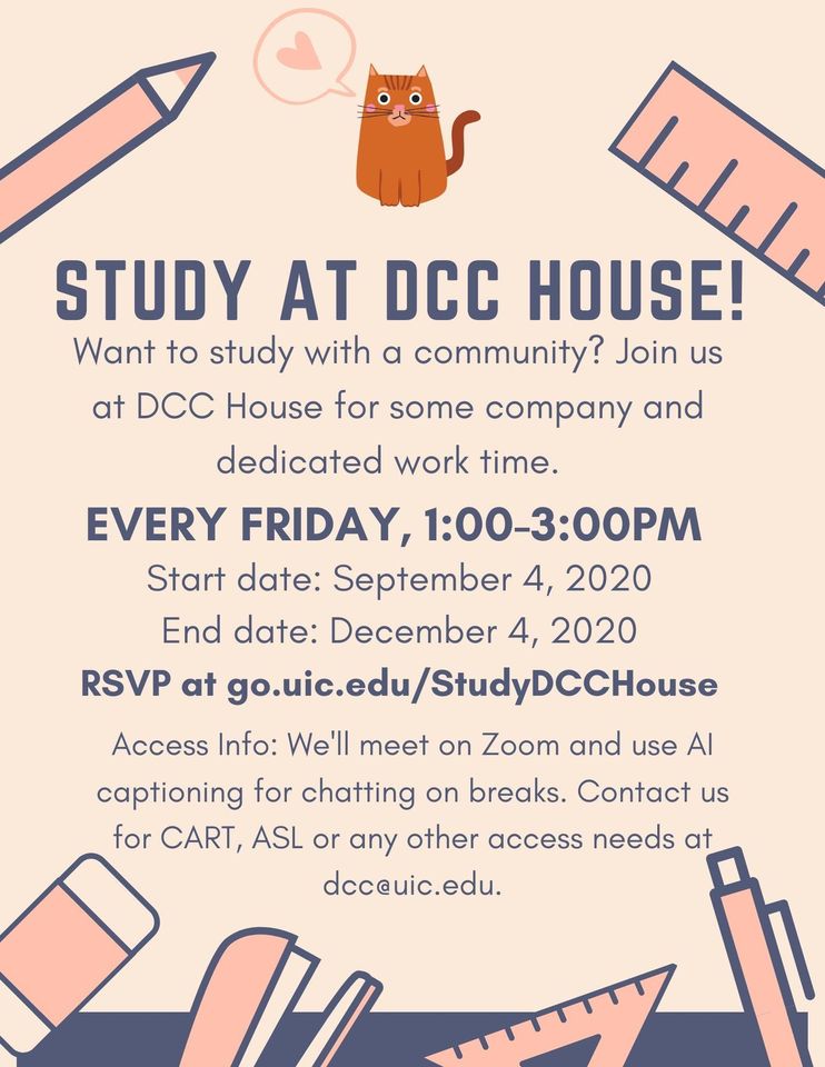 Flyer for Study at DCC House, ID in caption