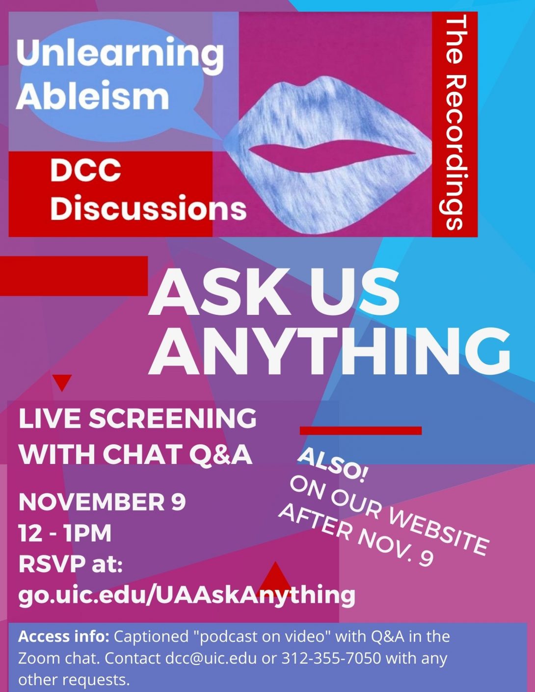 Colorful Flyer for Unlearning Ableism, ID in description