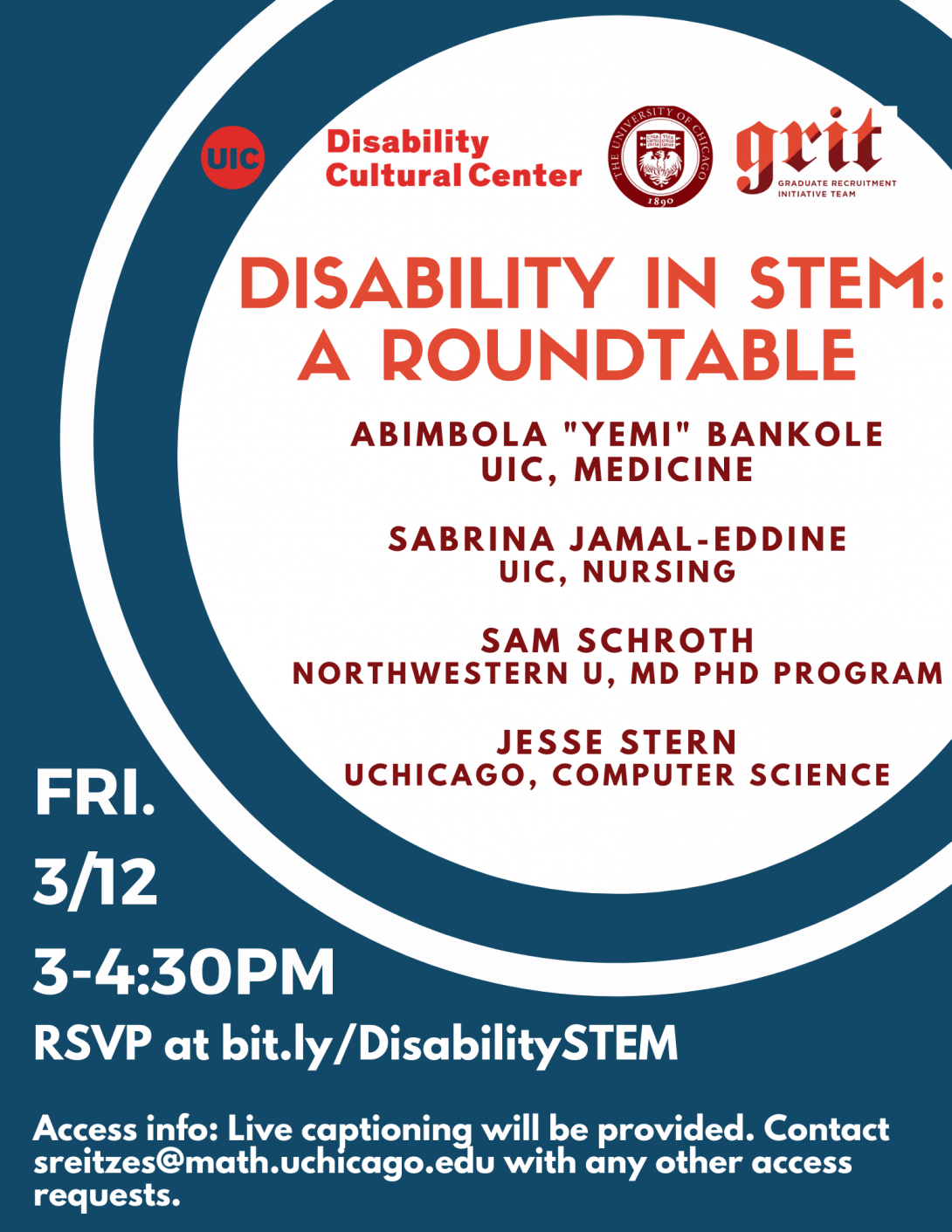 Disability in Stem a Roundtable flyer
