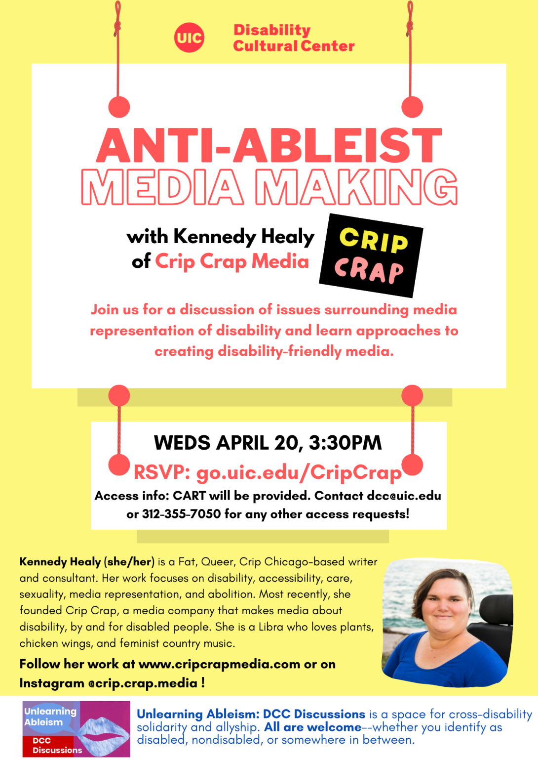 Unlearning Ableism: DCC Discussions Flyer