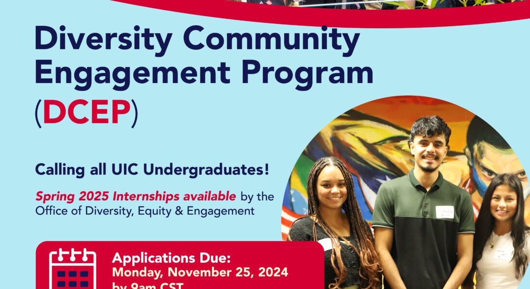 Diversity Community Engagement Program Internship poster with students by a mural